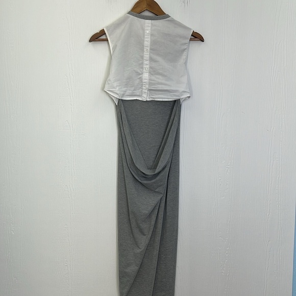 English Factory - Grey And White Sleeveless Button And Scoop Back Maxi Dress M - Picture 9 of 11